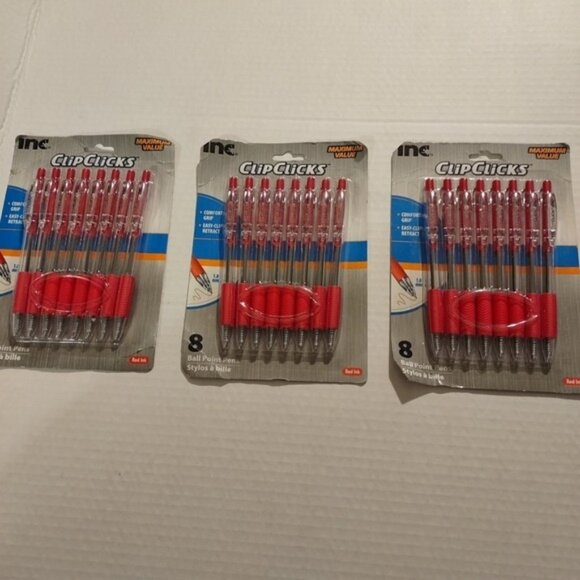 💜*24  RED CLIP CLICK PENS~RED-NEW - Picture 1 of 1
